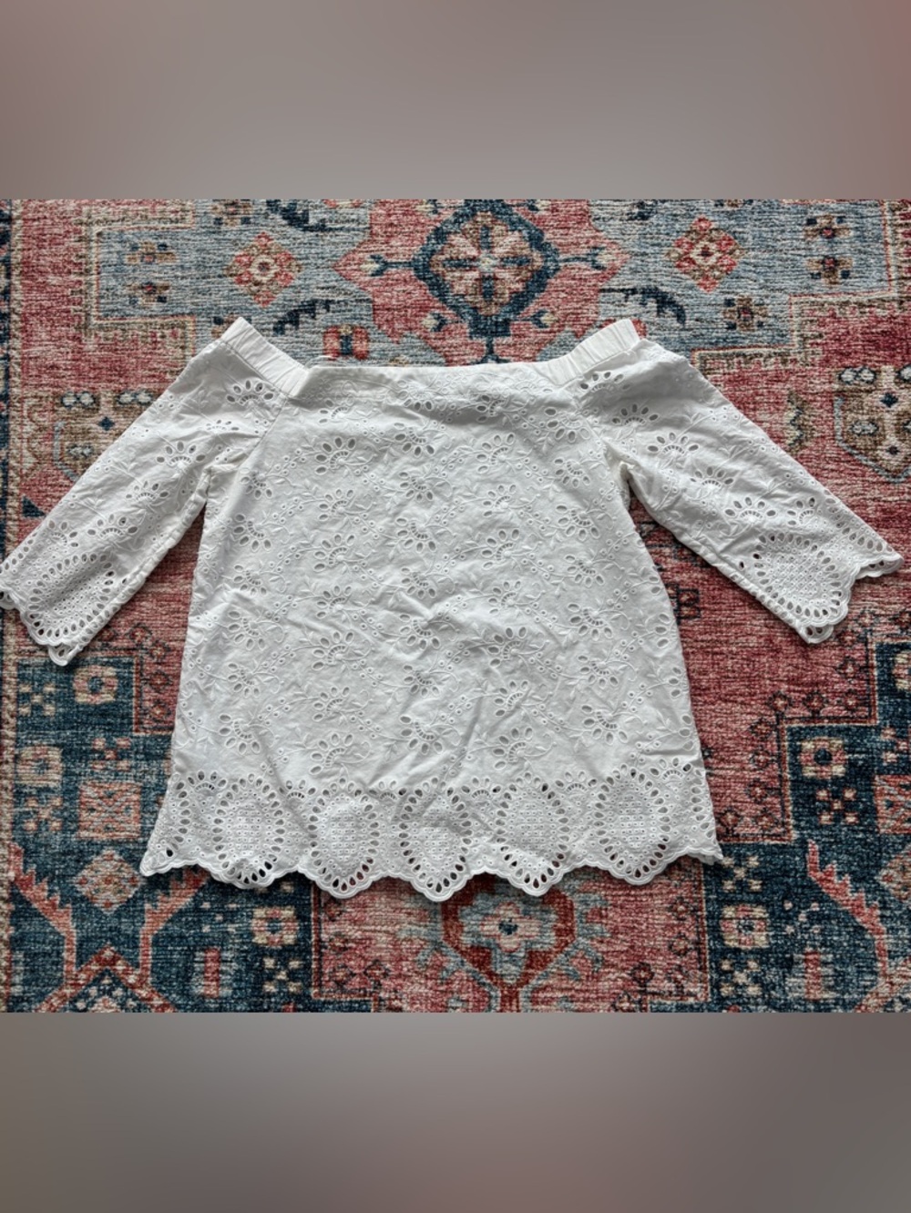 Theory 100% cotton white boho lace top size Small